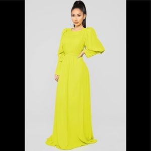 Yellow puff sleeve maxi - fashion nova